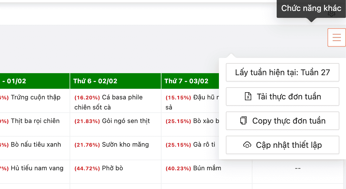 Chức năng hỗ trợ khác